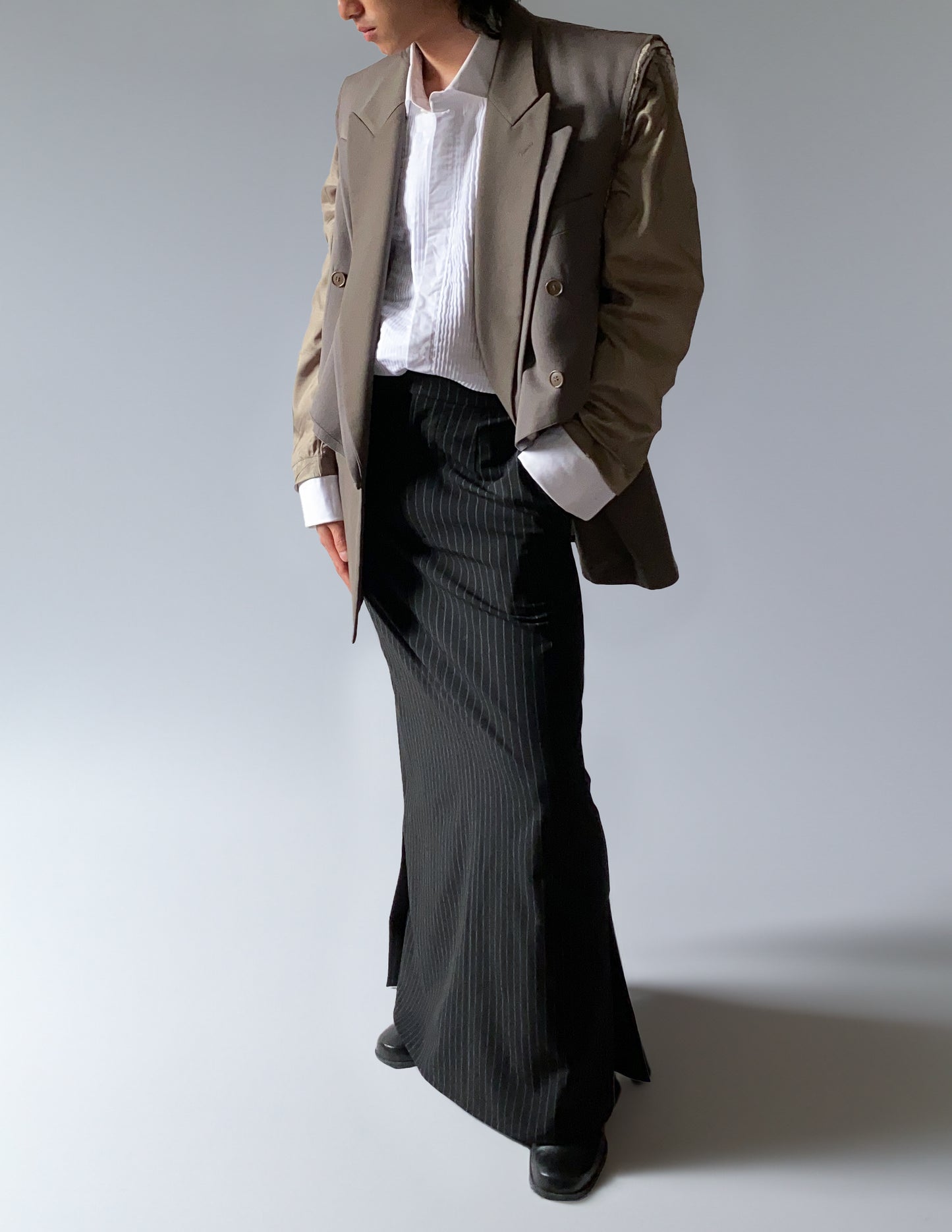Deadstock Pinstripe Long Skirt