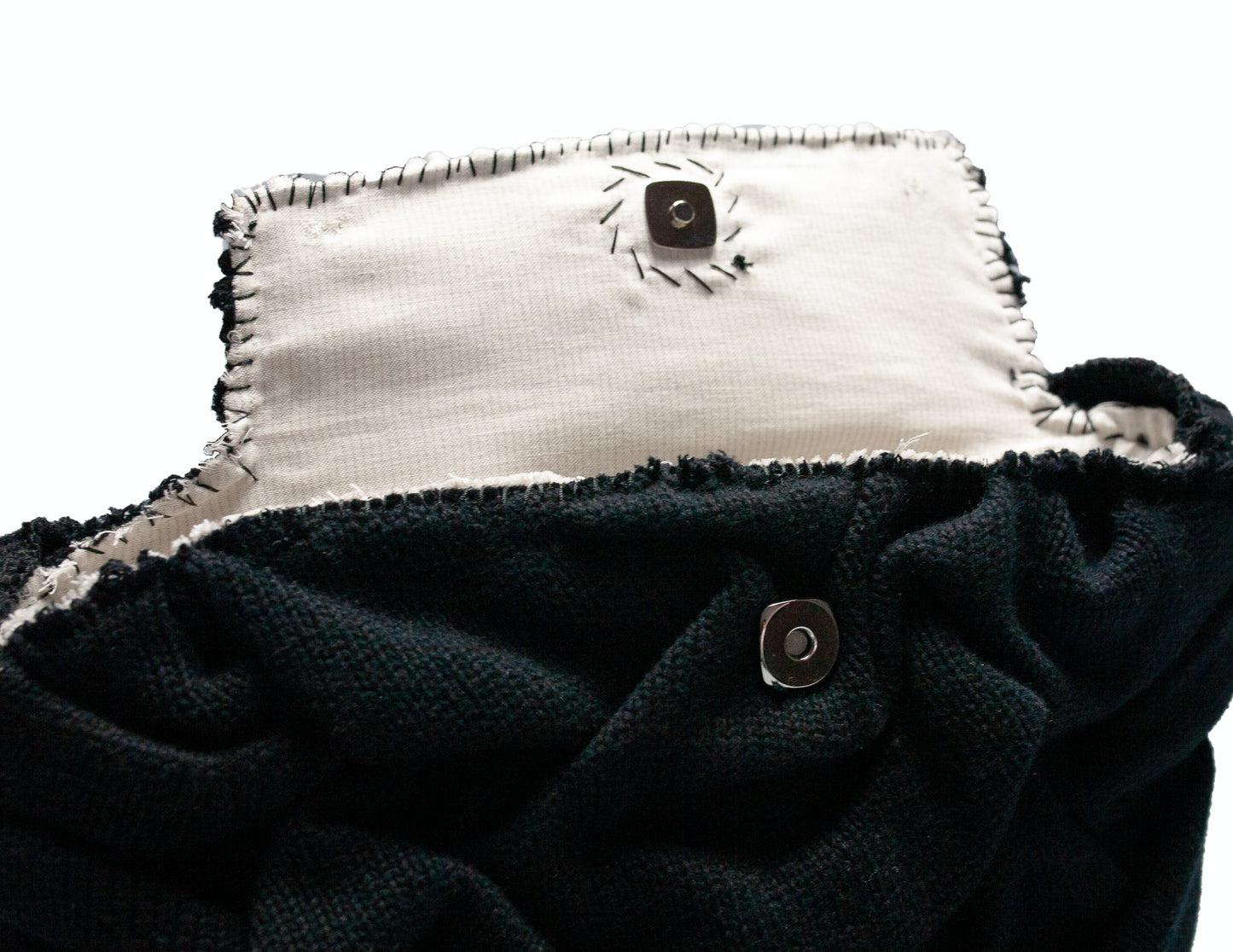 Upcycled Textured Sweater Bag "Black"