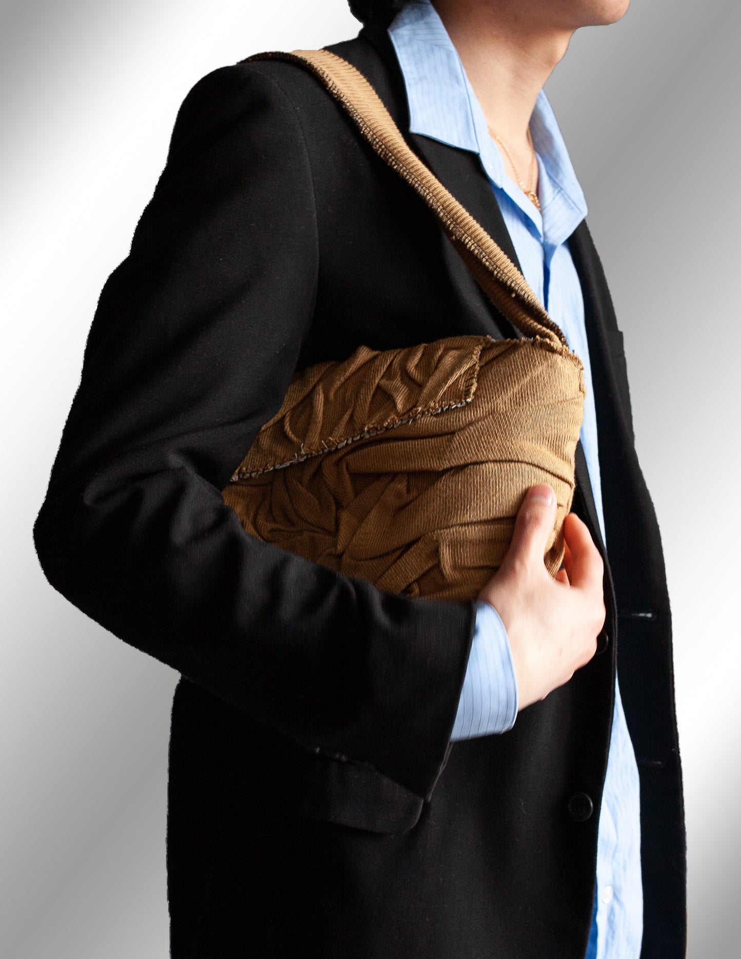 Upcycled Textured Sweater Bag "Tan"